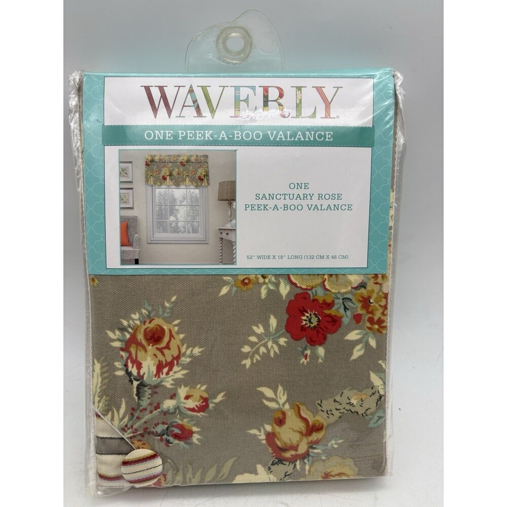 Waverly Sanctuary Rose Peek A Boo Valance 52x18 Floral Curtain NEW